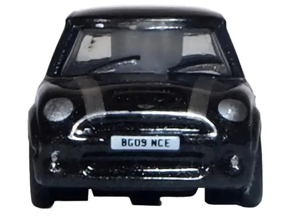 Mini Cooper S RHD (Right Hand Drive) Midnight Black with Silver Stripes 1/148 (N) Scale Diecast Model Car by Oxford Diecast #4