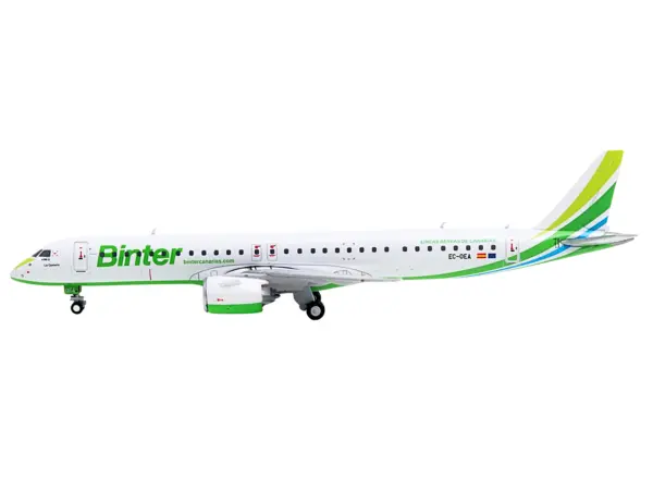Embraer E195-E2 Commercial Aircraft "Binter Canarias" (EC-OEA) White with Green Tail Stripes Stripes 1/400 Diecast Model Airplane by GeminiJets #2