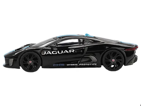 Jaguar C-X75 Black with Light Blue Stripe Limited Edition 1/64 Diecast Model Car by Mini GT #2