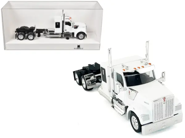 Kenworth W990 with Flat Top Sleeper Cab White 1/87 (HO) Plastic Model Car by HO Logistics #1