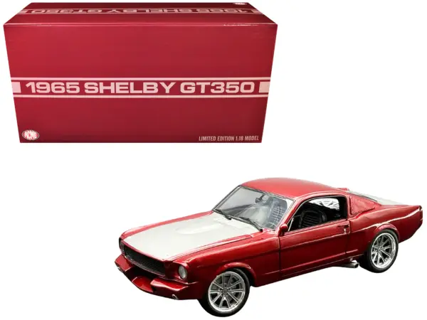 1965 Shelby GT350R Pro Touring Red Metallic with Silver Hood and Trunk Limited Edition to 350 pieces Worldwide 1/18 Diecast Model Car by ACME #1