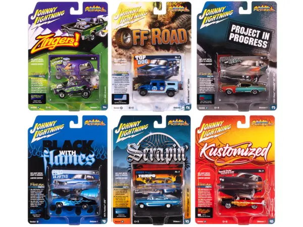 "Street Freaks" 2025 Release 1 Set B of 6 Cars 1/64 Diecast Model Cars by Johnny Lightning #1