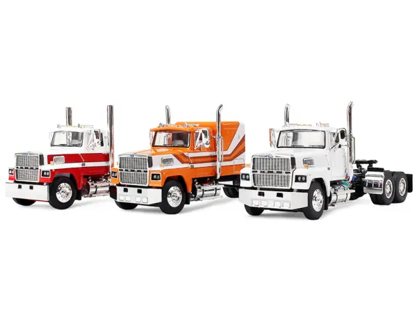 Ford LTL 9000 Trio Set (Two Day Cabs and One 60" Flat Top Sleeper) 1/64 Diecast Model by DCP/First Gear #2