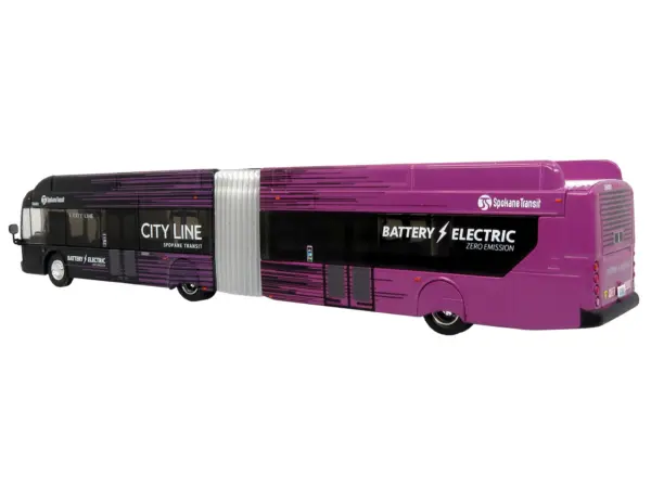 New Flyer Xcelsior XE60 Articulated Transit Bus "Spokane Transit City Line" Black and Purple "The Bus & Motorcoach Collection" Limited Edition 1/87 (HO) Diecast Model by Iconic Replicas #2