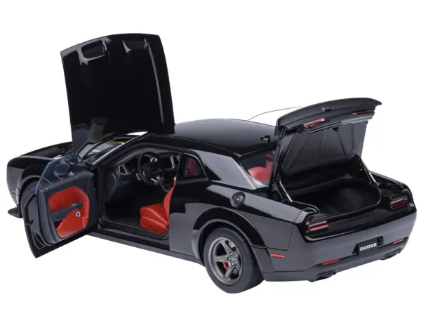 2023 Dodge Challenger SRT Super Stock Pitch Black with Red Interior 1/18 Model Car by Autoart #2