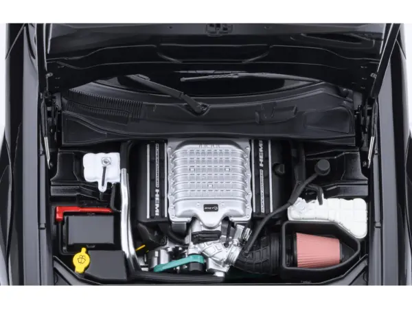 2023 Dodge Challenger SRT Super Stock Pitch Black with Red Interior 1/18 Model Car by Autoart #3