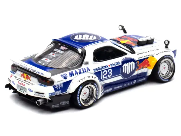 Mazda RX-7 (FD3S) RHD (Right Hand Drive) #123 "Pandem Rocket Bunny MADBUL Gen 7.3" White and Blue with Graphics "MadLab Collection 01" 1/64 Diecast Model Car by Inno Models #2