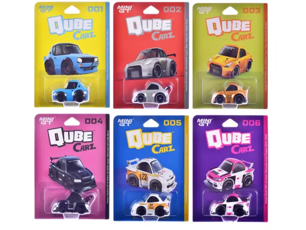 "QubeCarz" Series #1 Set of 6 pieces 1/64 Diecast Model Cars by Mini GT #1