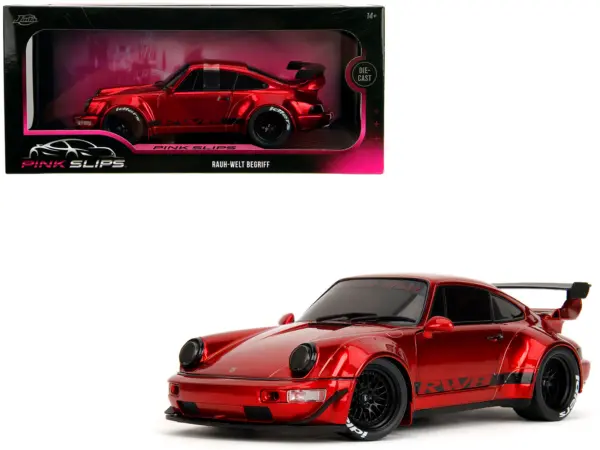 RWB Body Kit Red Metallic with Black Stripes "Pink Slips" Series 1/18 Diecast Model Car by Jada #1