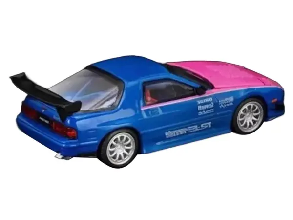 Mazda RX7 (FC3S) RE Amemiya RHD (Right Hand Drive) Blue Metallic with Pink Hood "APA XPO 2025 Exclusive" 1/64 Diecast Model Car by Pop Race #3