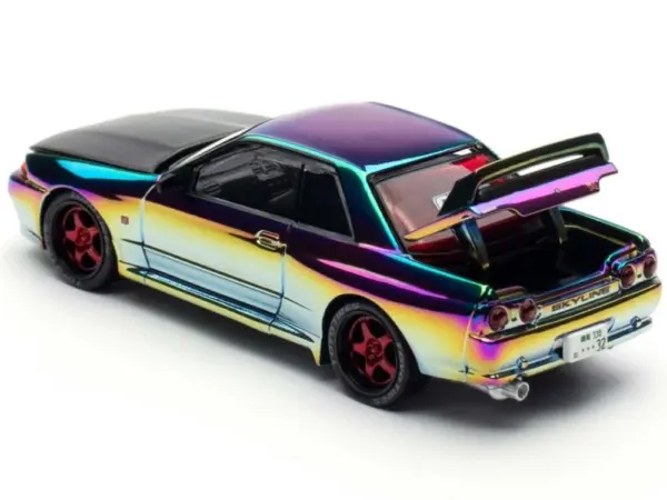 Skyline GT-R (BNR32) RHD (Right Hand Drive) Chameleon Chrome with Carbon Hood "APA XPO 2025 Exclusive 1/64 Diecast Model Car by Pop Race #3