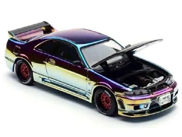 Skyline GT-R (R33) RHD (Right Hand Drive) Chameleon Chrome with Carbon Hood "APA XPO 2025 Exclusive" 1/64 Diecast Model Car by Pop Race #2