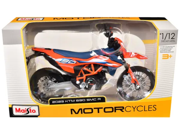 2023 KTM 690 SMC R Orange and Blue 1/12 Diecast Motorcycle Model by Maisto #1