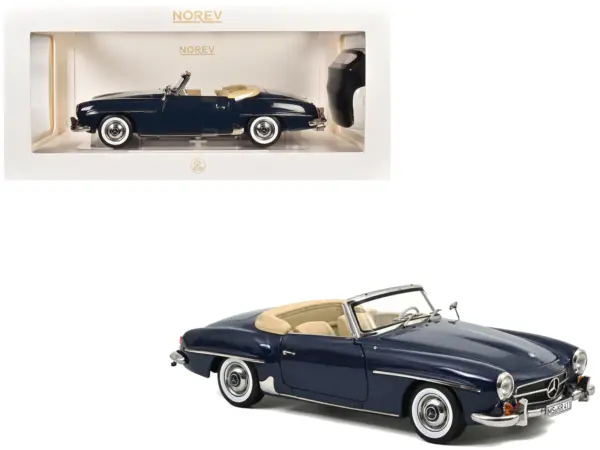 1957 Mercedes-Benz 190 SL Convertible Middle Blue with Black Top 1/18 Diecast Model Car by Norev #1