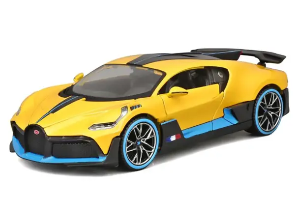 Bugatti Divo Yellow Metallic with Carbon and Blue Accents "Special Edition" 1/24 Diecast Model Car by Maisto #2