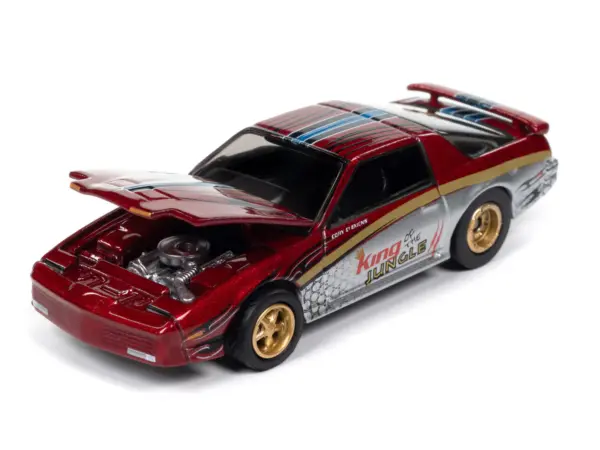 1987 Pontiac Firebird GTA "King of the Jungle" Red and Silver Metallic with Graphics "Muscle Cars USA" Series 1/64 Diecast Model Car by Johnny Lightning #2