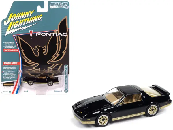 1986 Pontiac Firebird T/A Black with Champagne Gold Accents "Muscle Cars USA" Series 1/64 Diecast Model Car by Johnny Lightning #1