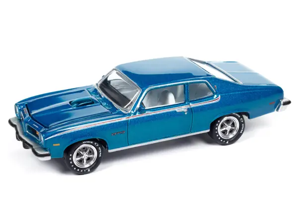 1974 Pontiac GTO Regatta Blue Metallic with White Interior "Muscle Cars USA" Series 1/64 Diecast Model Car by Johnny Lightning #3