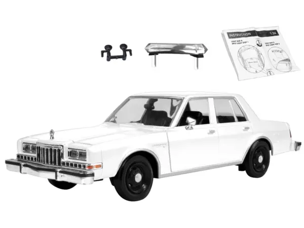 1986 Dodge Diplomat Police Car Unmarked White "Custom Builder's Kit" Series 1/24 Diecast Model Car by Motormax #5