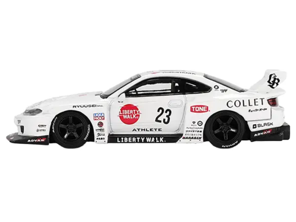Nissan Silvia (S15) LB-Super Silhouette RHD (Right Hand Drive) #23 "Athlete" White with Graphics Limited Edition 1/64 Diecast Model Car by Mini GT #2