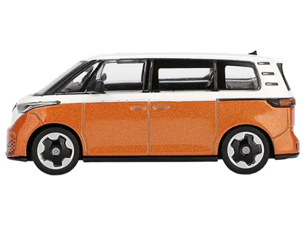 Volkswagen ID.Buzz Van Candy White and Energetic Orange Metallic Limited Edition 1/64 Diecast Model Car by Mini GT #2
