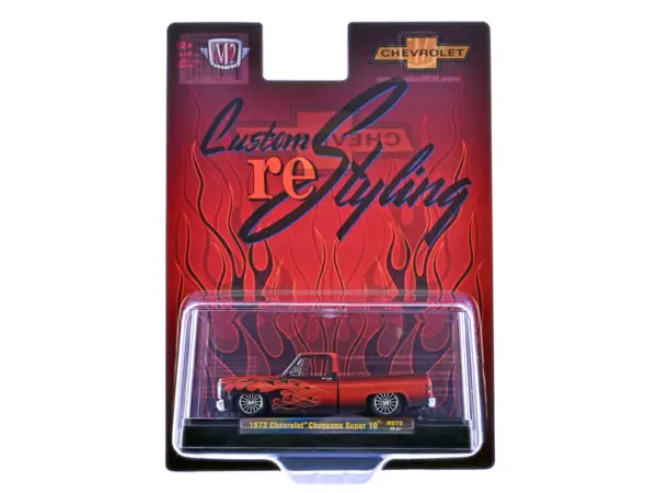 1973 Chevrolet Cheyenne Super 10 Pickup Truck "Custom Re-Styling" Red with Flame Graphics Limited Edition to 14498 pieces Worldwide 1/64 Diecast Model Car by M2 Machines #3