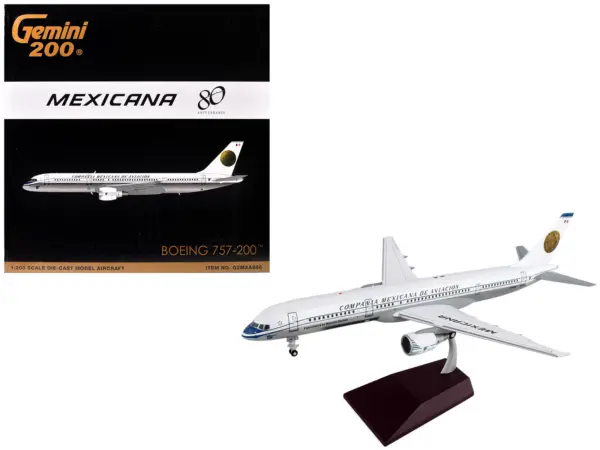 Boeing 757-200 Commercial Aircraft "Mexicana Retro Livery" (N380RM) White with Tail Graphics "Gemini 200" Series 1/200 Diecast Model Airplane by GeminiJets #1