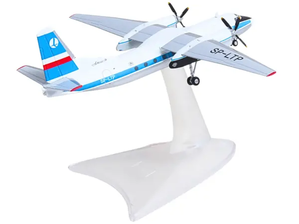 Antonov AN-24V Commercial Aircraft "LOT Polish Airlines" (SP-LTP) White with Blue Stripes and Tail 1/200 Diecast Model by Herpa #4