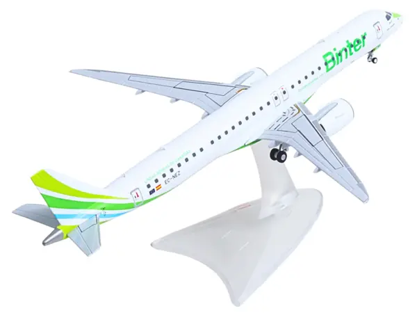 Embraer E195-E2 Commercial Aircraft "Binter Canarias" (EC-NEZ) White with Green Striped Tail 1/200 Diecast Model by Herpa #3