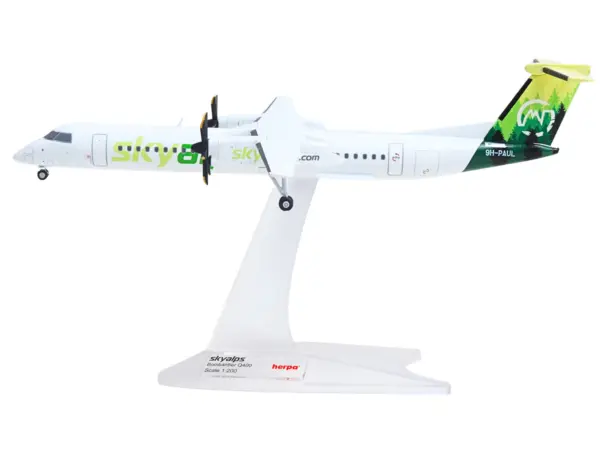 Bombardier Q400 Commercial Aircraft "Sky Alps" (9H-PAUL) White with Green Tail Graphics 1/200 Diecast Model by Herpa #2