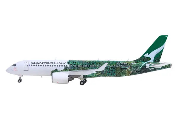 Airbus A220-300 Commercial Aircraft "QantasLink Flying Art Series - Minyma Kutjara Tjukurpa" (VH-X4A) White with Green Graphics 1/200 Diecast Model by Herpa #2