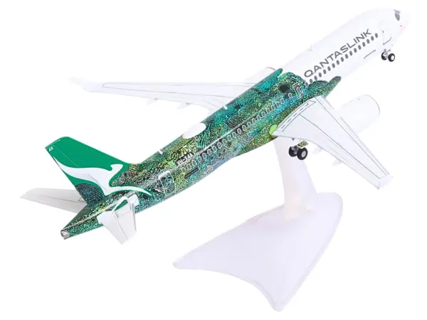 Airbus A220-300 Commercial Aircraft "QantasLink Flying Art Series - Minyma Kutjara Tjukurpa" (VH-X4A) White with Green Graphics 1/200 Diecast Model by Herpa #3