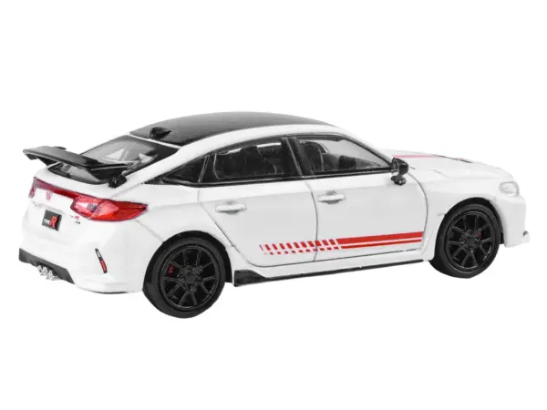2025 Honda Civic Type R FL5 "Ultimate Edition" White with Red Stripes and Black Top 1/64 Diecast Model Car by Paragon #2