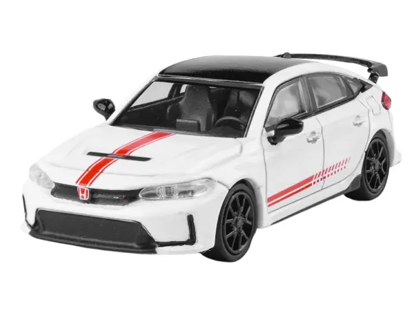 2025 Honda Civic Type R FL5 "Ultimate Edition" White with Red Stripes and Black Top 1/64 Diecast Model Car by Paragon #4