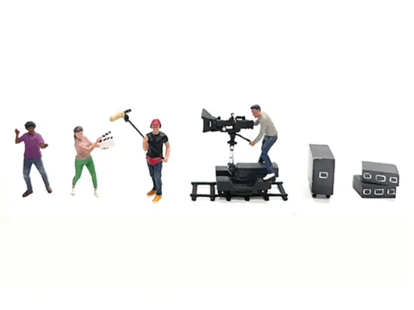 "Behind The Scenes #2" 7 piece (4 People 3 Accessories) Diecast Figures Set 1/64 Scale Models by American Diorama #2