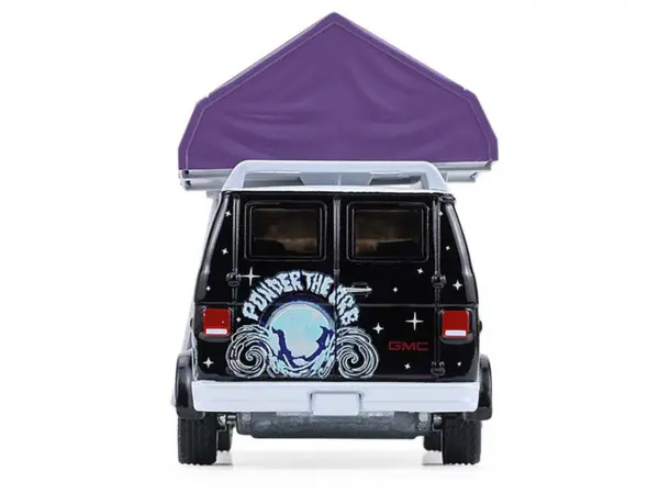 1978 GMC Vandura Custom Van Black with Wizard Graphics and White Top with Camp'otel Cartop Sleeper Tent "The Great Outdoors" Series 4 1/64 Diecast Model Car by Greenlight #5