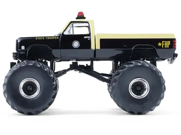 1983 Dodge Ram W350 Monster Truck "Florida Highway Patrol" Black with Cream Top and Stripes "Kings of Crunch - Hot Pursuit" Special Edition 1/64 Diecast Model Car by Greenlight #2