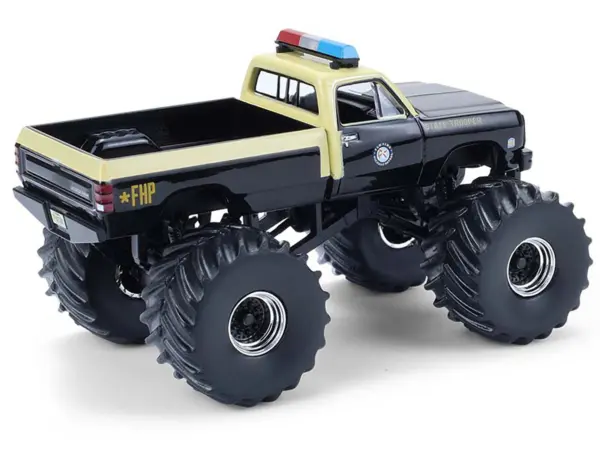 1983 Dodge Ram W350 Monster Truck "Florida Highway Patrol" Black with Cream Top and Stripes "Kings of Crunch - Hot Pursuit" Special Edition 1/64 Diecast Model Car by Greenlight #3