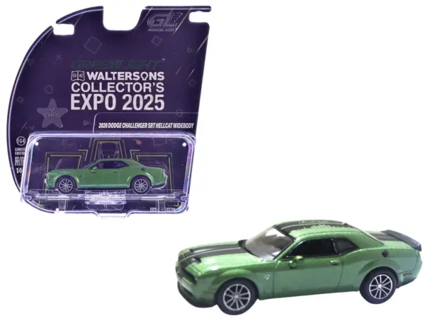 2020 Dodge Challenger SRT Hellcat Widebody F8 Green Metallic with Black Indiana Stripes "2025 Greenlight Waltersons Collector's Expo Exclusive" 1/64 Diecast Model Car by Greenlight #1