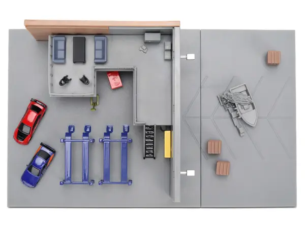 "Fast & Furious" Han's Garage Diorama with 2 Cars and Accessories "Nano Scene" Series 1/32 Model by Jada #5