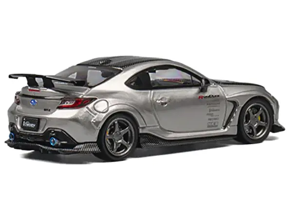 Subaru BRZ Varis Arising-1 RHD (Right Hand Drive) Gray Metallic with Carbon Hood and Top and Extra Wheels 1/64 Diecast Model Car by CM Model #3