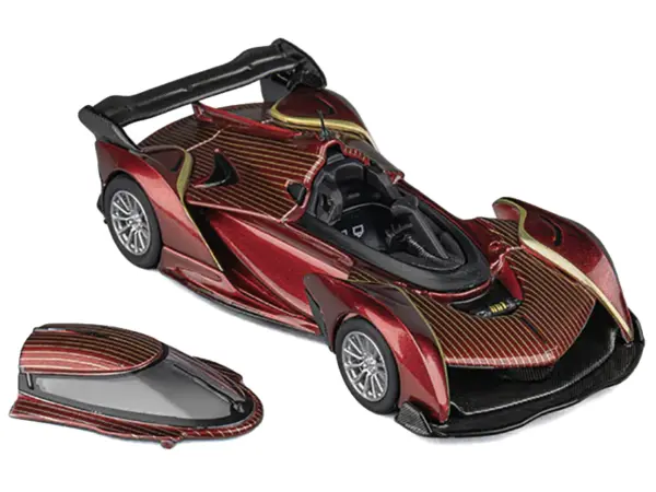 McLaren Solus GT Wine Red Metallic with Gold Stripes 1/64 Diecast Model Car by CM Model #2
