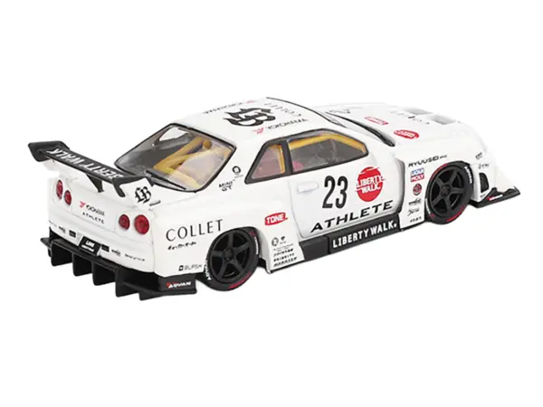 Nissan LB-ER34 Super Silhouette RHD (Right Hand Drive) #23 "ATHLETE - COLLET" White with Graphics Limited Edition 1/64 Diecast Model Car by Mini GT #3