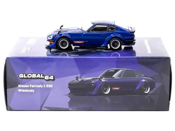 Nissan Fairlady Z S30 Widebody RHD (Right Hand Drive) "Designed by Jon Sibal" Blue Metallic "Global64" Series 1/64 Diecast Model Car by Tarmac Works #3