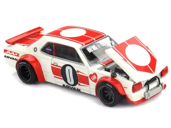 Nissan Skyline 2000GT-R (KPGC10) "Kaido Works V2" RHD (Right Hand Drive) White with Red Stripes (Designed by Jun Imai) "Kaido House" Special 1/64 Diecast Model Car by Mini GT #2