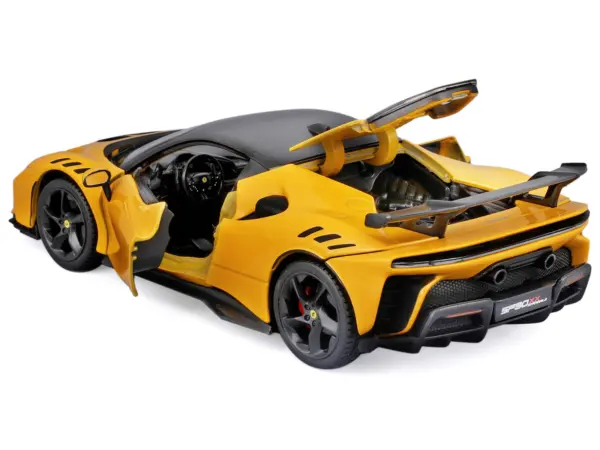 Ferrari SF90 XX Stradale Yellow with Black Top "Race and Play" Series 1/24 Diecast Model Car by Bburago #3