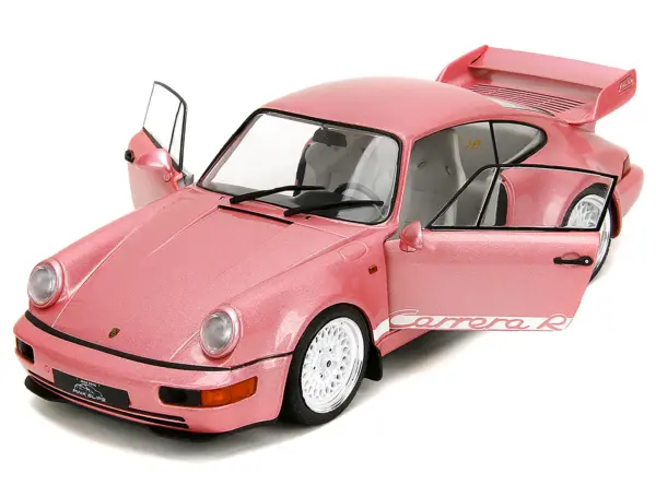Porsche 911 Carrera RS (964) Pink Metallic with White Stripes "Pink Slips" Series 1/18 Diecast Model Car by Jada #2
