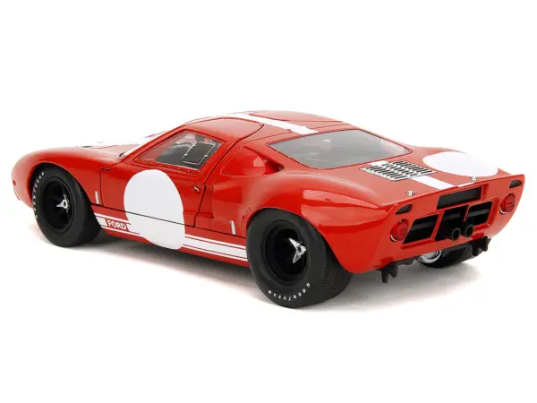 Ford GT40 MK1 Red with White Stripes and Graphics "Pink Slips" Series 1/18 Diecast Model Car by Jada #5