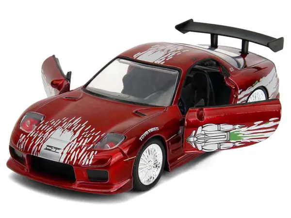 Dom's Mazda RX-7 Candy Red with Graphics "The Fast and the Furious" (2001) Movie "Fast & Furious" Series 1/32 Diecast Model Car by Jada #2