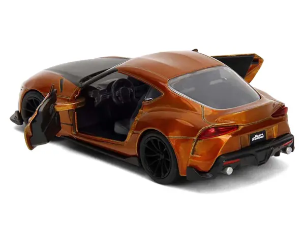 2020 Toyota Supra Orange Metallic with Black Stripes "F9" (2021) Movie "Fast & Furious" Series 1/32 Diecast Model Car by Jada #4